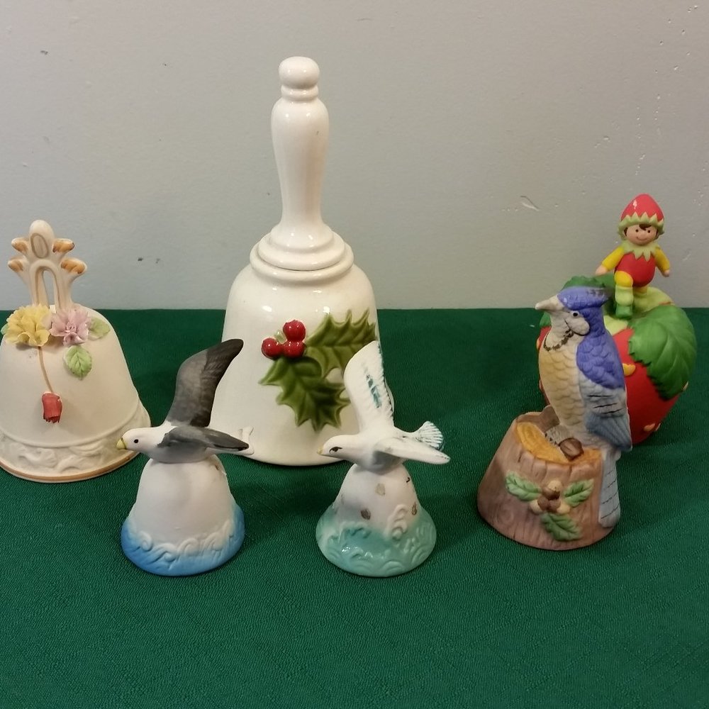 COLLECTIBLE CERAMIC BELLS LOT OF 6